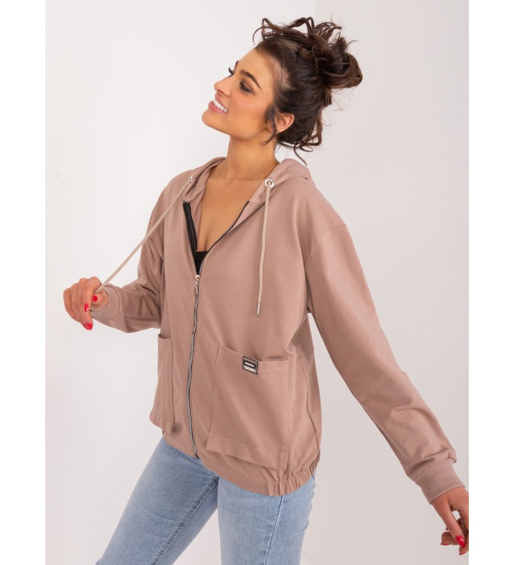 Bluza z kapturem RV-BL-9136.06 ciemny bezowy