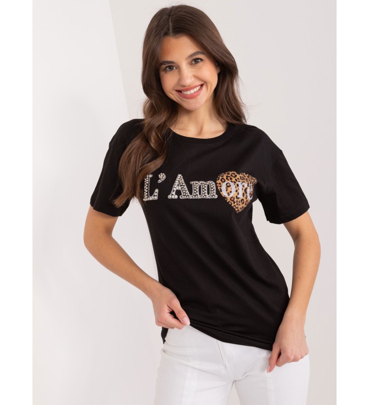 T-shirt z aplikacją PM-TS-4535.84 czarny