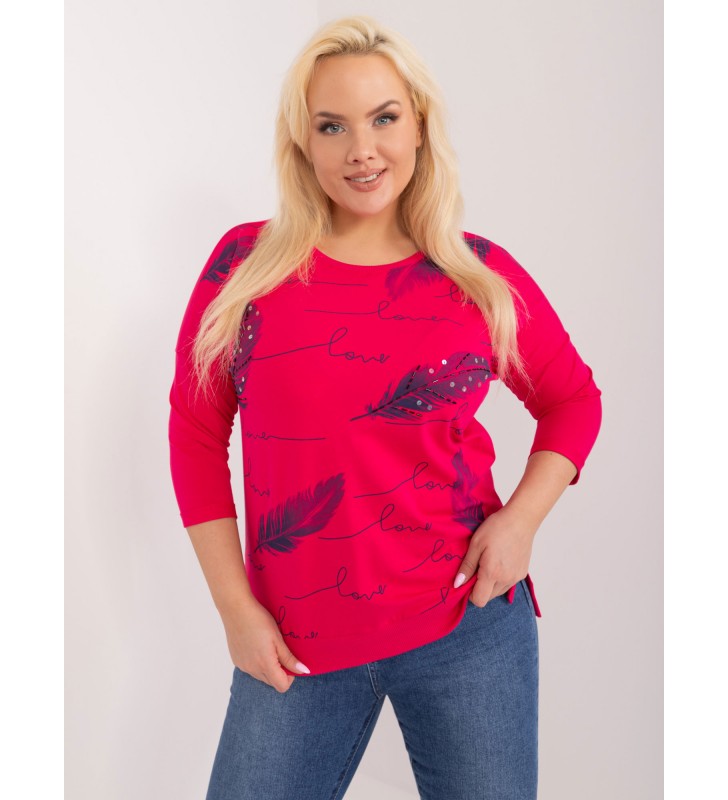 Bluzka plus size RV-BZ-9433.81 fuksjowy