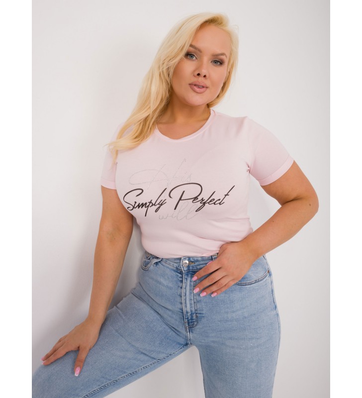 T-shirt plus size RV-TS-9481.60 jasny różowy