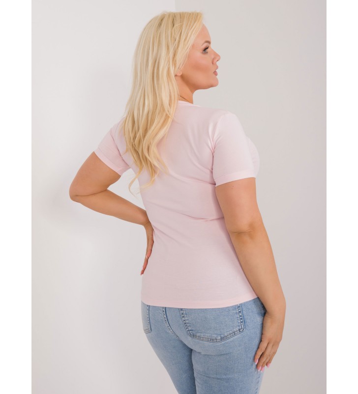 T-shirt plus size RV-TS-9481.60 jasny różowy