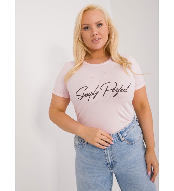 T-shirt plus size RV-TS-9481.60 jasny różowy