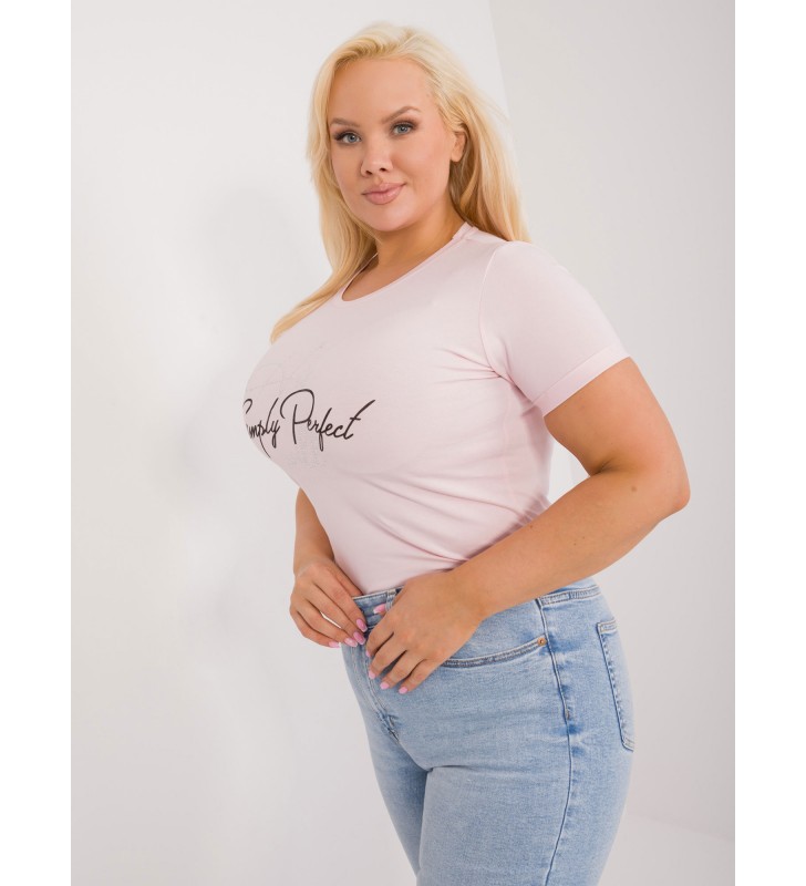 T-shirt plus size RV-TS-9481.60 jasny różowy