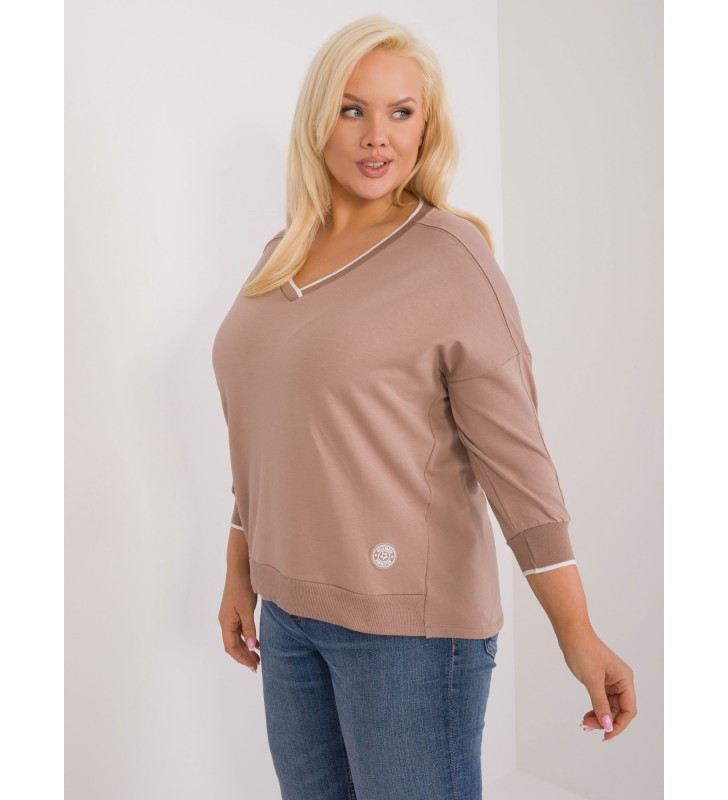 Bluzka plus size RV-BZ-9343.33 ciemny bezowy