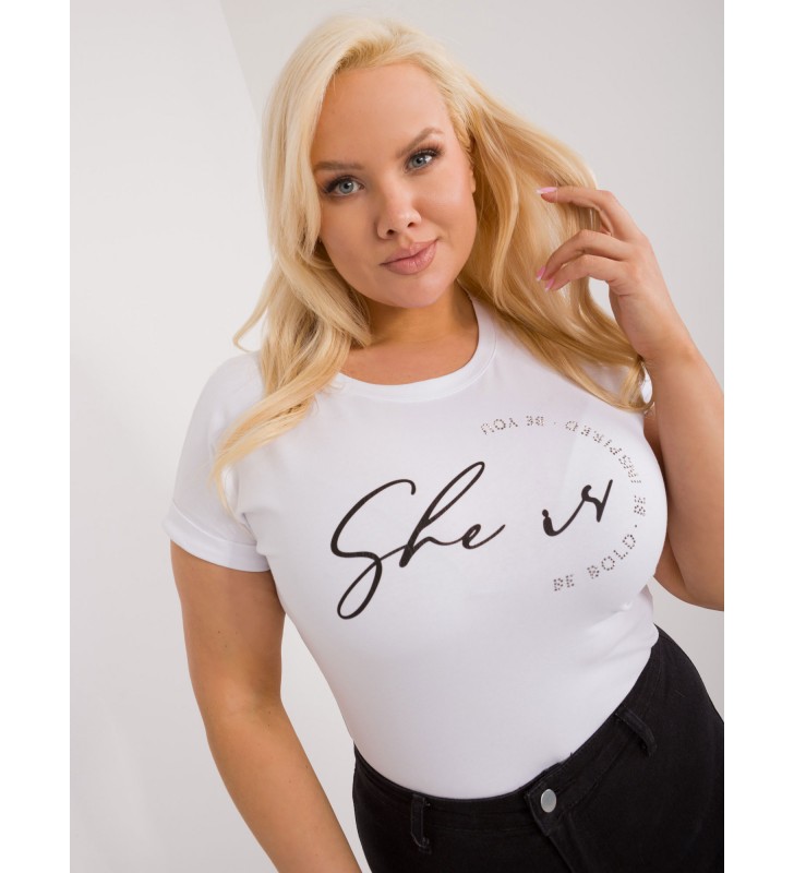 T-shirt plus size RV-TS-9476.25 biały