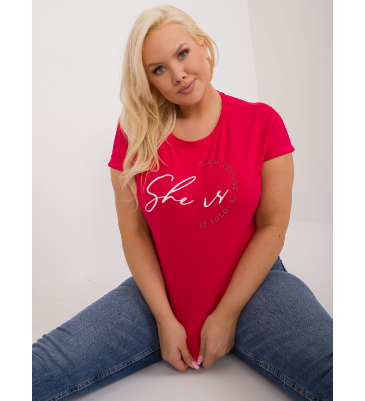 T-shirt plus size RV-TS-9476.25 czerwony