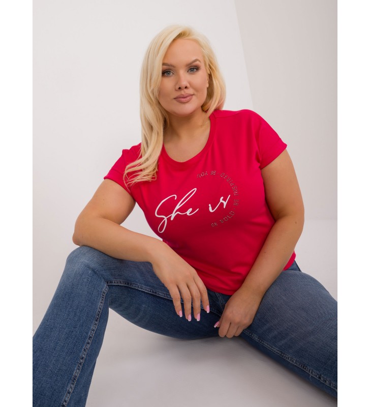 T-shirt plus size RV-TS-9476.25 czerwony