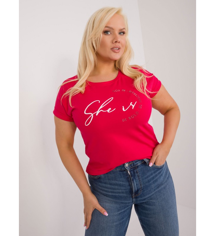 T-shirt plus size RV-TS-9476.25 czerwony