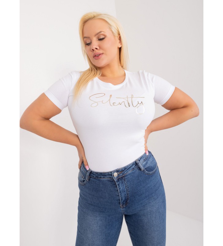 T-shirt plus size RV-TS-9480.85 biały