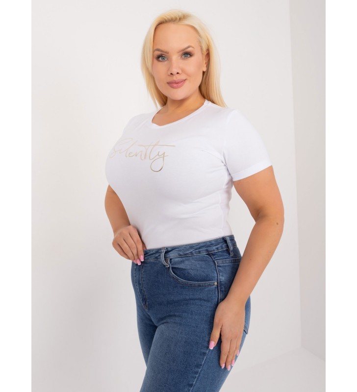 T-shirt plus size RV-TS-9480.85 biały