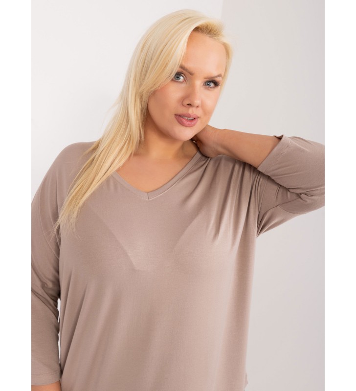 Bluzka plus size RV-BZ-5745.18 ciemny bezowy