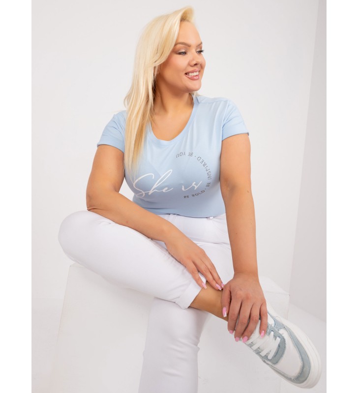 T-shirt plus size RV-TS-9476.25 jasny niebieski