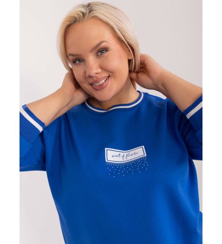 Bluzka plus size RV-BZ-9341.89 kobaltowy