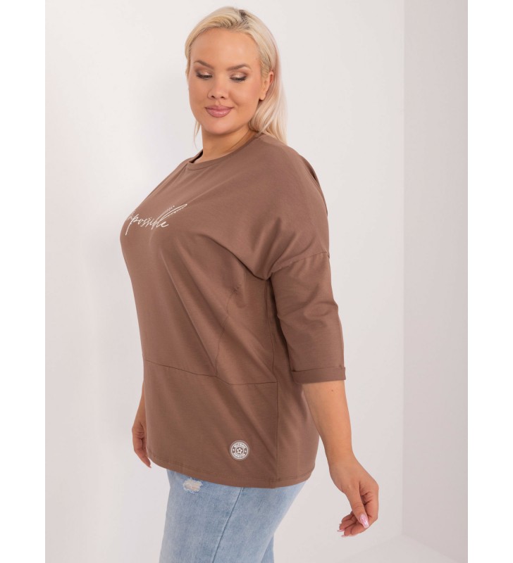 Bluzka plus size RV-BZ-9364.99 brązowy