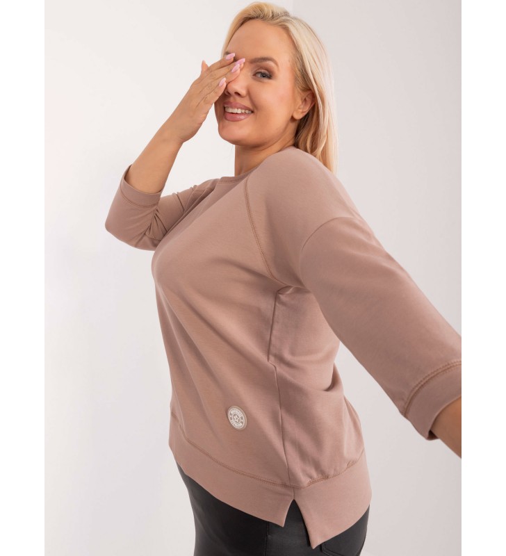 Bluzka plus size RV-BZ-9221.95 ciemny bezowy