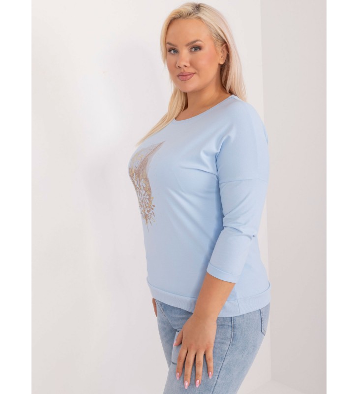 Bluzka plus size RV-BZ-9535.93 jasny niebieski