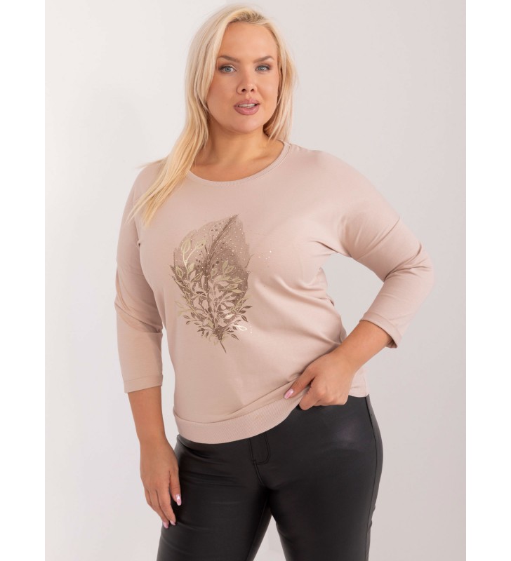 Bluzka plus size RV-BZ-9535.93 jasny beżowy