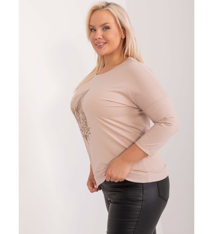 Bluzka plus size RV-BZ-9535.93 jasny beżowy