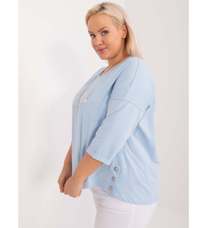 Bluzka plus size RV-BZ-9458.39 jasny niebieski