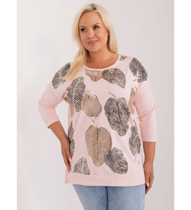 Bluzka plus size RV-BZ-9528.27 jasny różowy