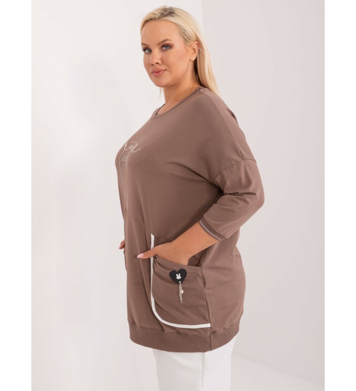 Bluzka plus size RV-BZ-9360.85 brązowy