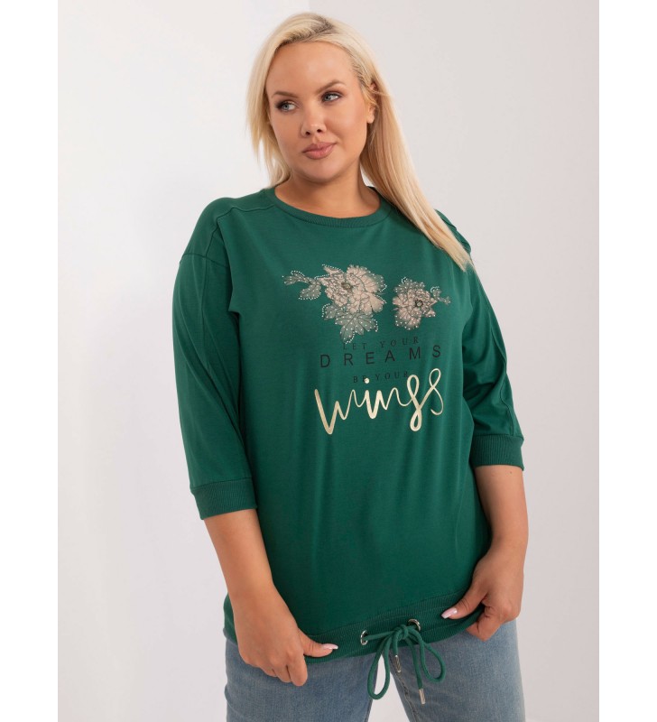 Bluzka plus size RV-BZ-9448.07 ciemny zielony