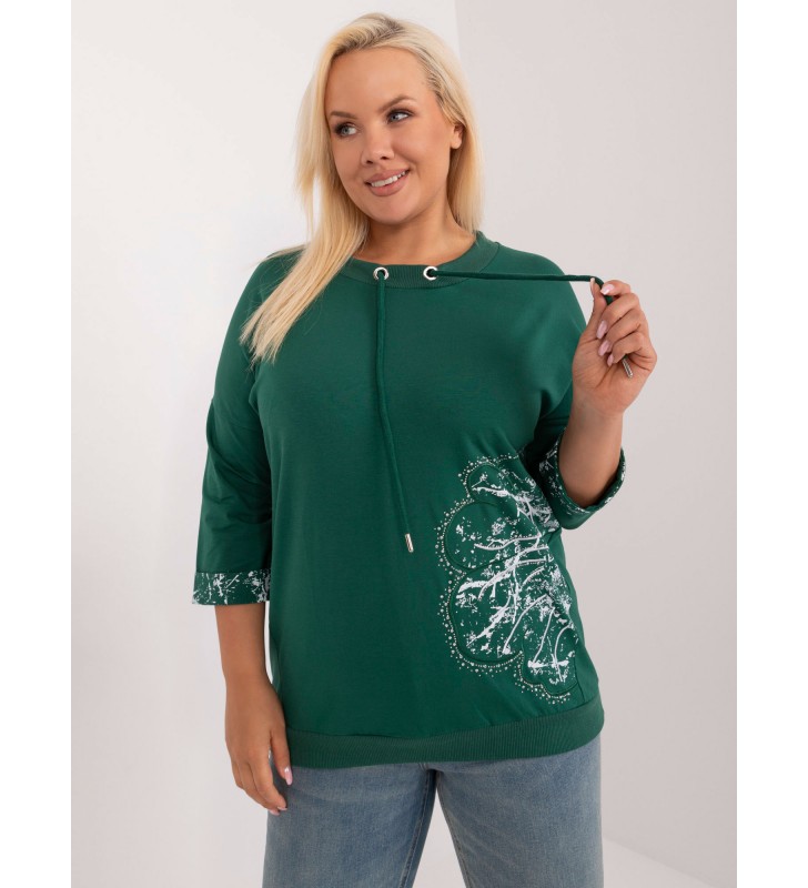 Bluzka plus size RV-BZ-9485.89 ciemny zielony