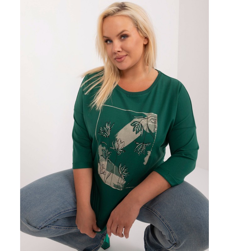 Bluzka plus size RV-BZ-8983.07 ciemny zielony