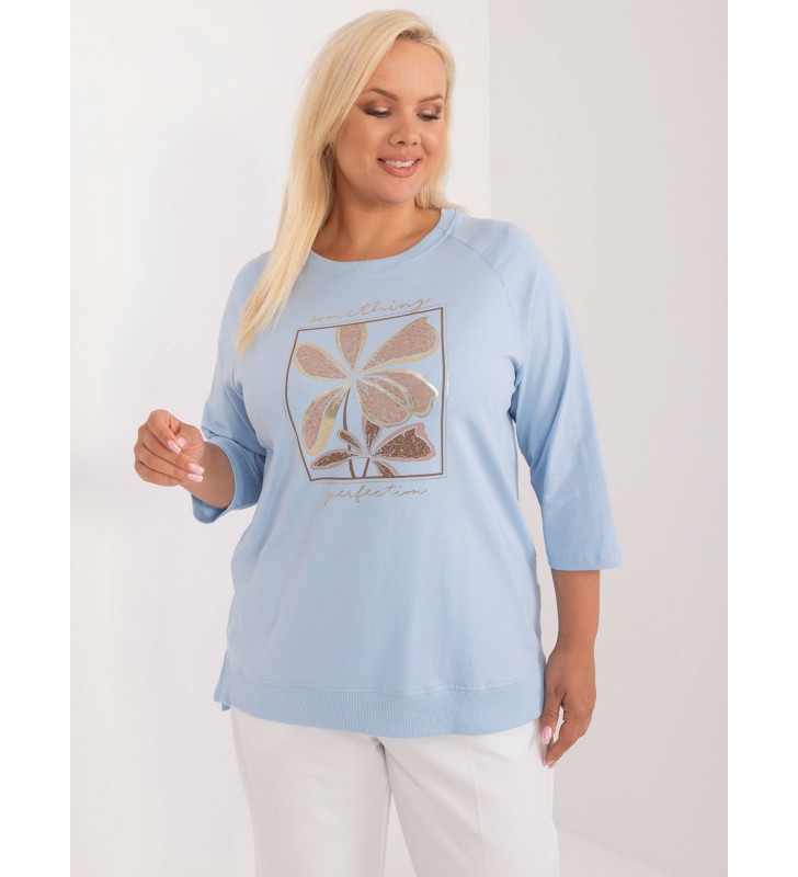 Bluzka plus size RV-BZ-9439.60 jasny niebieski