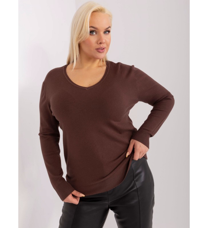 Sweter plus size PM-SW-PM-3007+1.18 ciemny brązowy