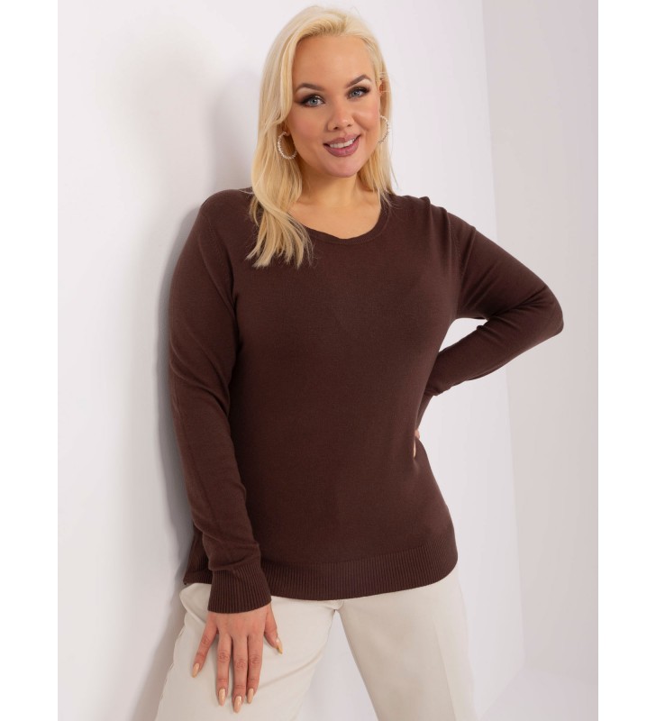 Sweter plus size PM-SW-PM-3006+1.11 ciemny brązowy