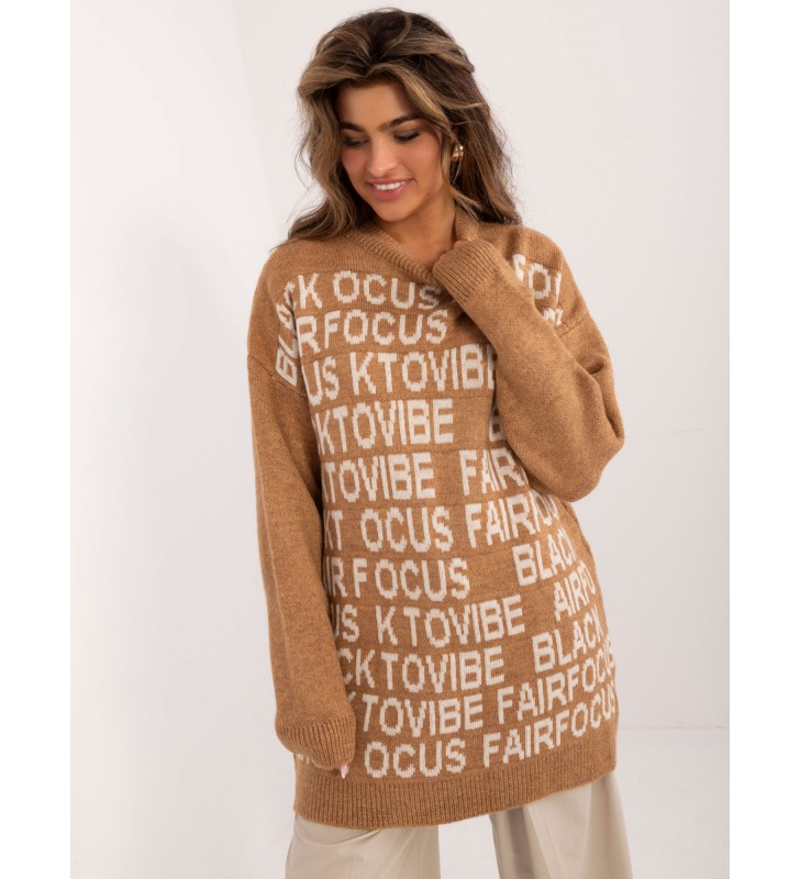 Sweter oversize BA-SW-0546.07 camelowy