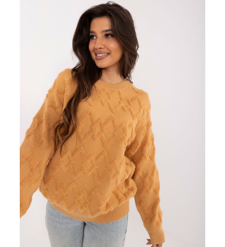 Sweter oversize AT-SW-2361.61 camelowy