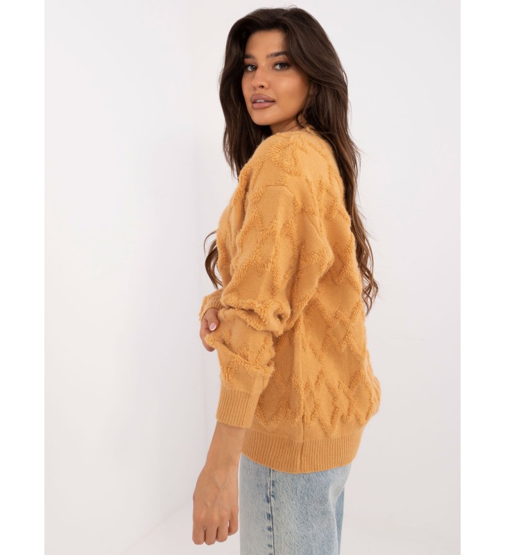 Sweter oversize AT-SW-2361.61 camelowy