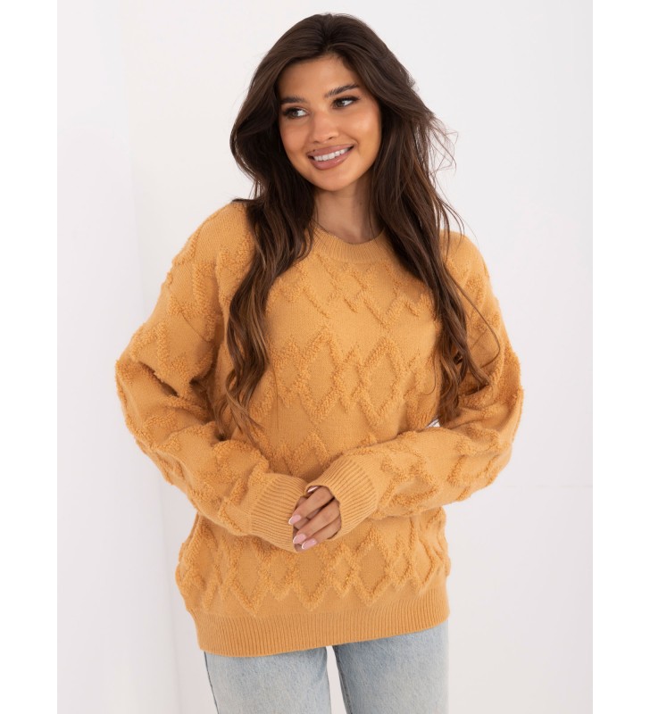 Sweter oversize AT-SW-2361.61 camelowy