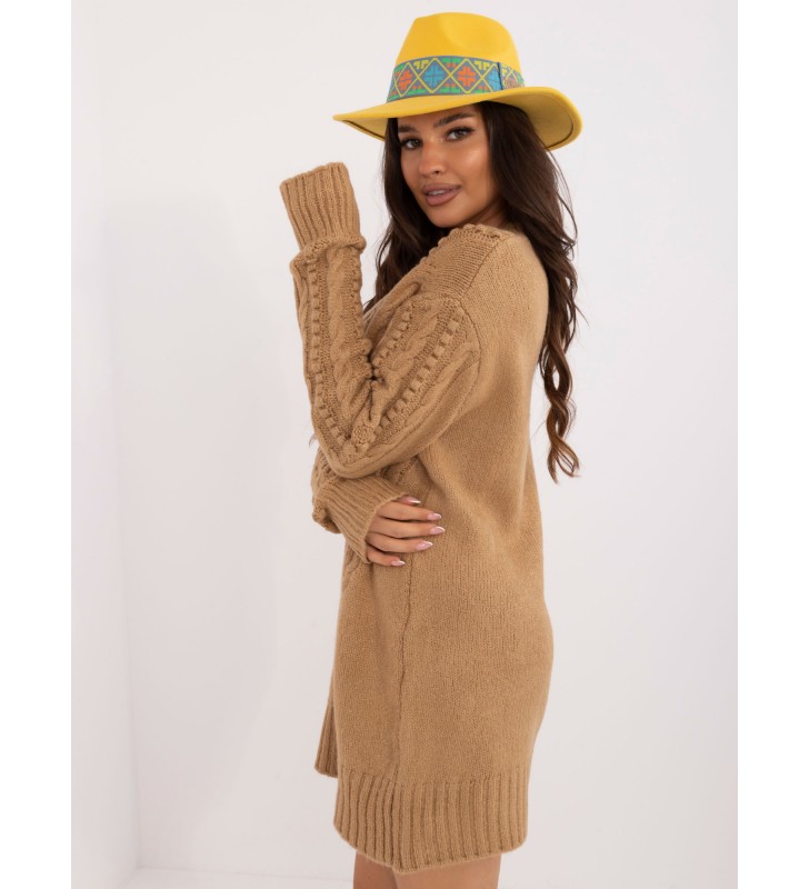 Sweter z warkoczami BA-SW-0574.44 camelowy