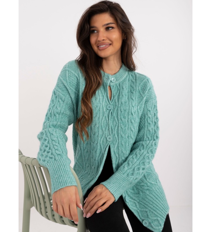 Sweter rozpinany AT-SW-23525.21 mietowy