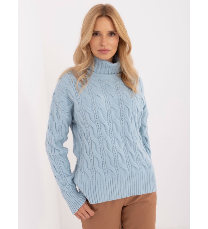 Sweter z golfem AT-SW-23445.00 jasny niebieski