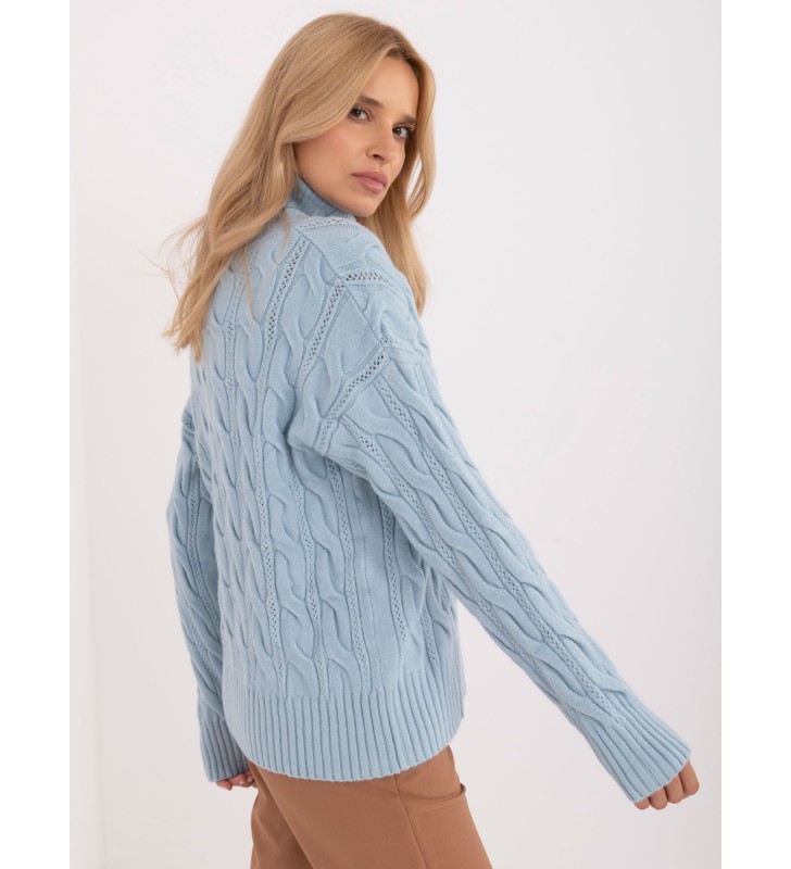 Sweter z golfem AT-SW-23445.00 jasny niebieski