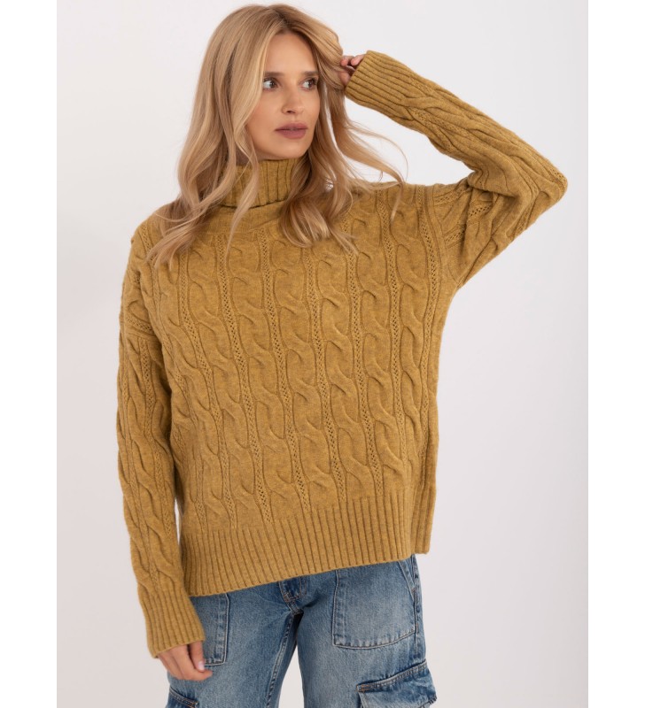 Sweter z golfem AT-SW-23445.00 oliwkowy