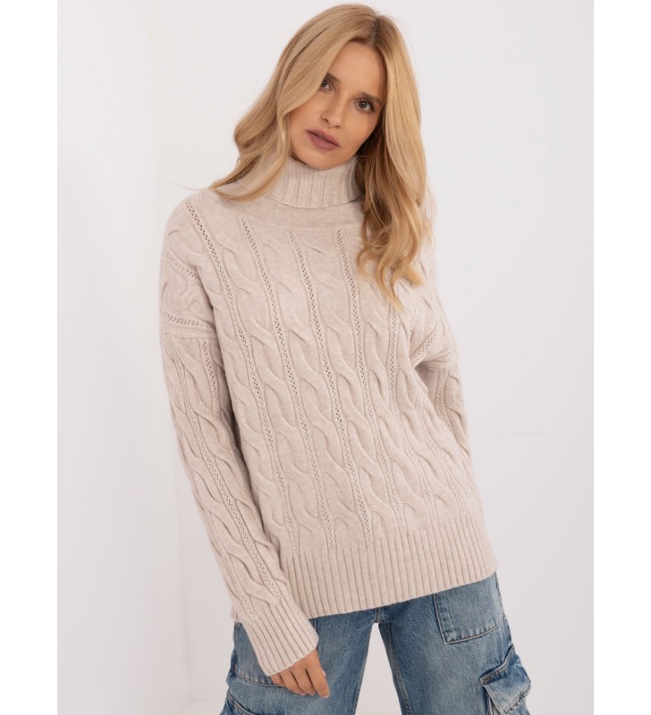 Sweter z golfem AT-SW-23445.00 jasny beżowy