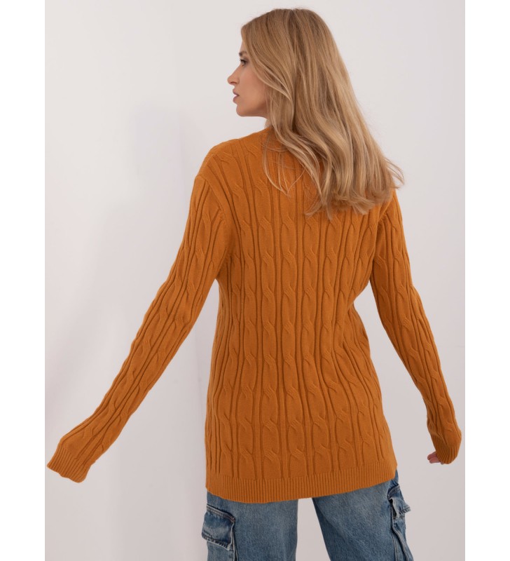 Sweter z warkoczami AT-SW-2343.88 ciemny żółty