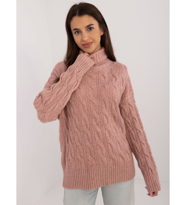 Sweter z golfem AT-SW-23445.00 ciemny różowy