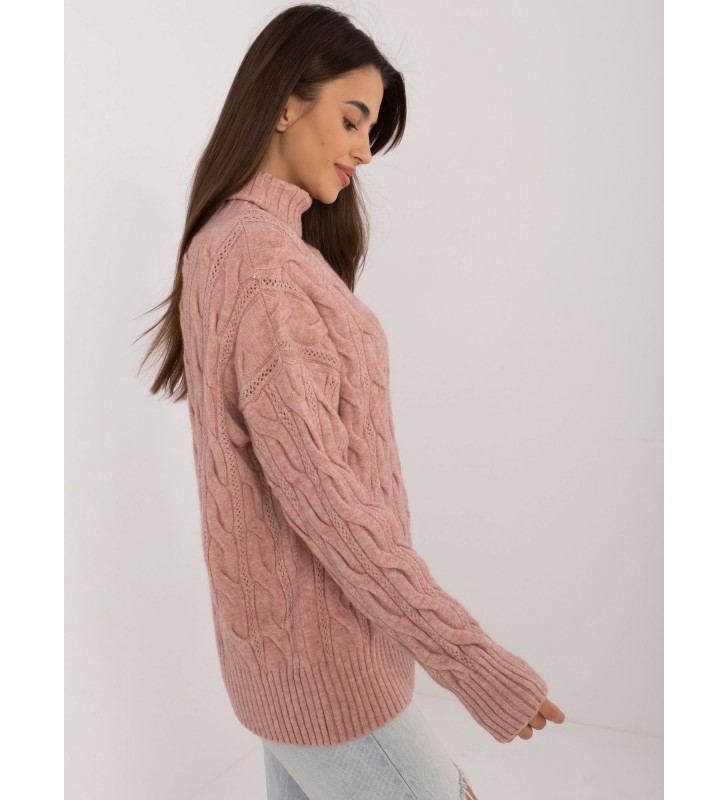 Sweter z golfem AT-SW-23445.00 ciemny różowy