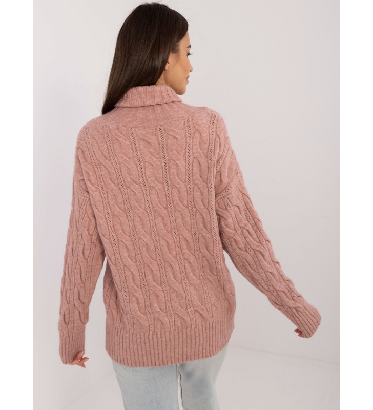 Sweter z golfem AT-SW-23445.00 ciemny różowy