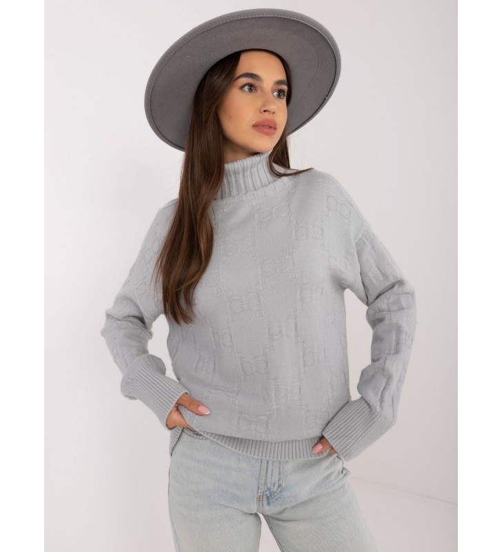 Sweter z golfem AT-SW-2342-1.35 szary