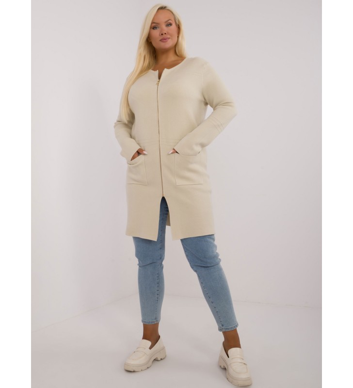 Sweter plus size PM-SW-PM793.01 jasny beżowy