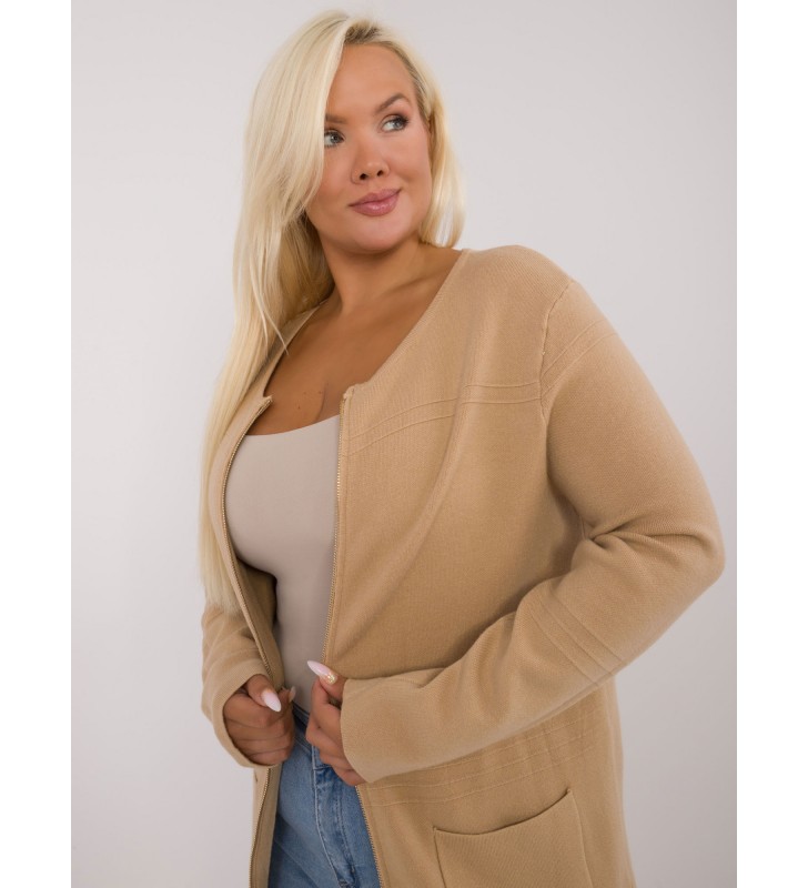 Sweter plus size PM-SW-PM793.01 camelowy