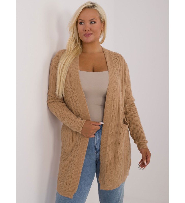 Sweter plus size PM-SW-PM-3727.93 camelowy