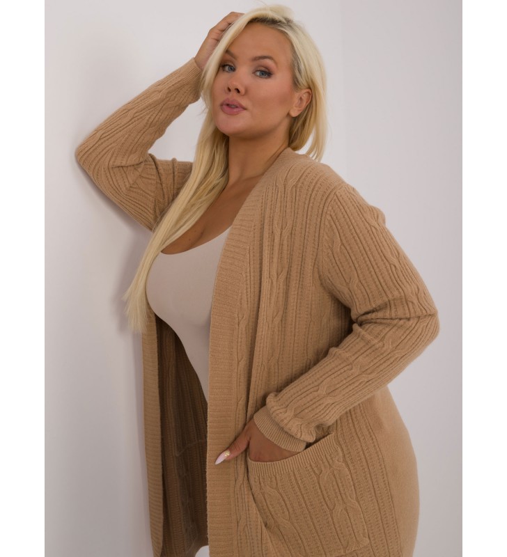 Sweter plus size PM-SW-PM-3727.93 camelowy